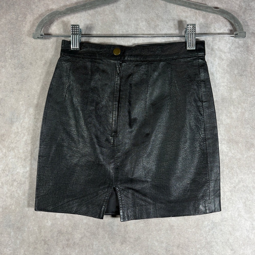 Vintage Gossip Leather Mini Skirt Womens 8 Black Pencil High Waisted 80s 90s Y2K